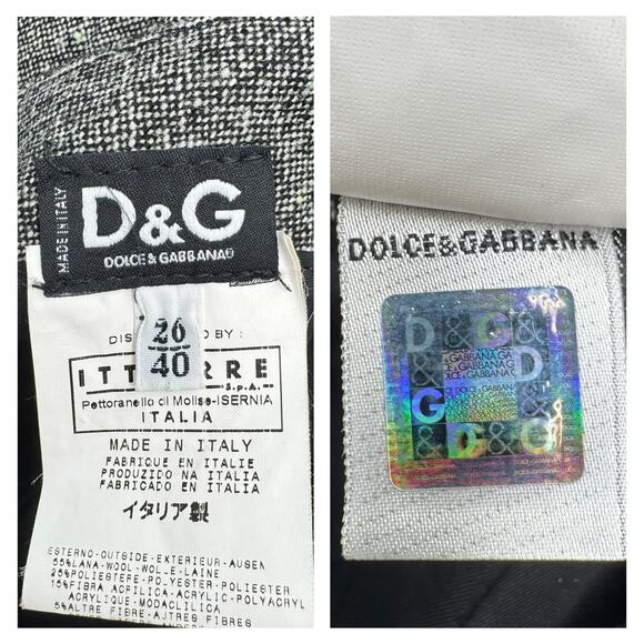 Vintage D&G Dolce & Gabbana Tweed Wool Blend Sheath Y2K Dress US 4 IT 40 Gray - Picture 14 of 16